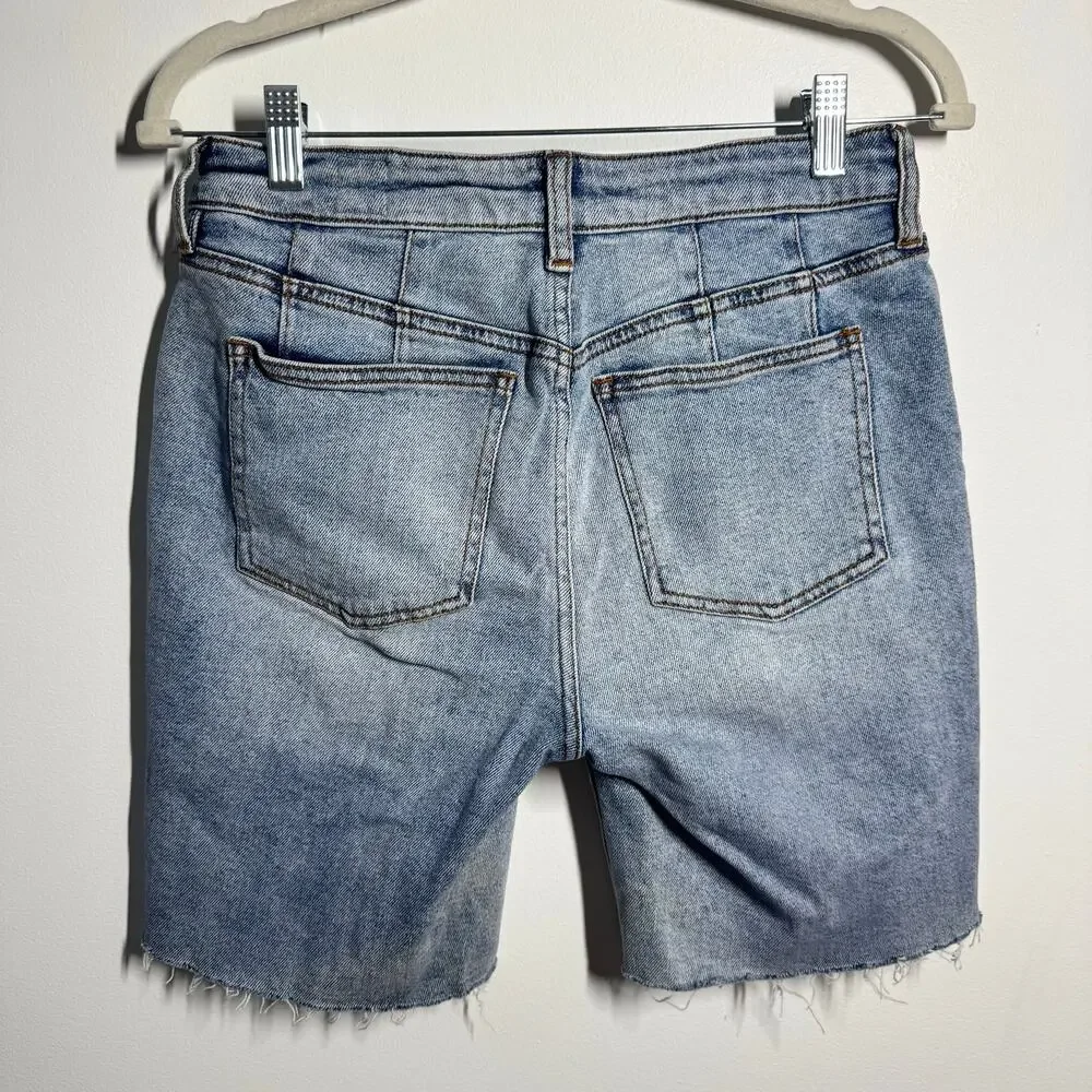 Free People We the Free Raw Hem Bermuda Minimalist Denim Shorts Women 27 Casual‎